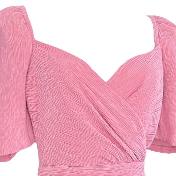 SAYLOR NWOT plissé wrap mini dress in Dusty pink Size S/M - Picture 5 of 9
